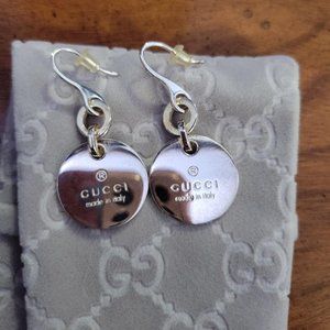 Genuine Gucci Round Discs Dangle Earrings with Original Box and Papers